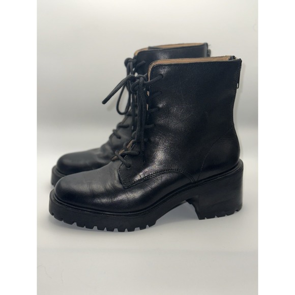 Madewell Shoes - Madewell NH230 BRADLEY Lace-Up‎ Heeled Boots in Leather Lugsole Size 6 Black